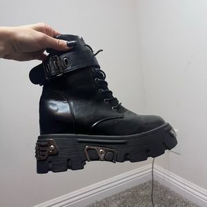 Black platform festival boots